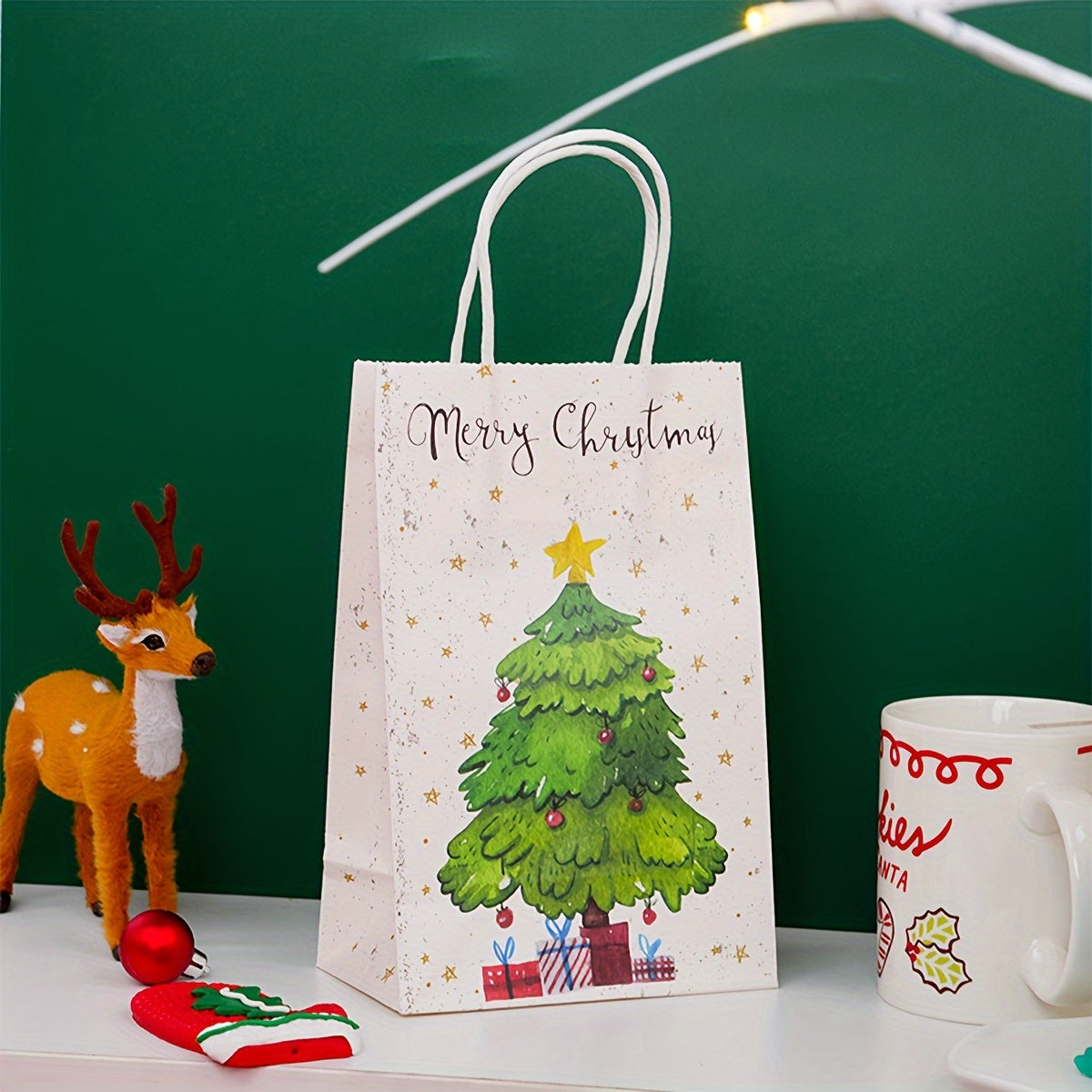 Hand painted Christmas Tree Candy Bag - Family Party Gift Bag