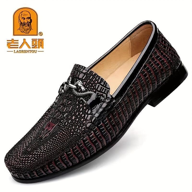LAORENTOU Men's Leather Square Toe Loafers Lightweight Slip On Dress Shoes