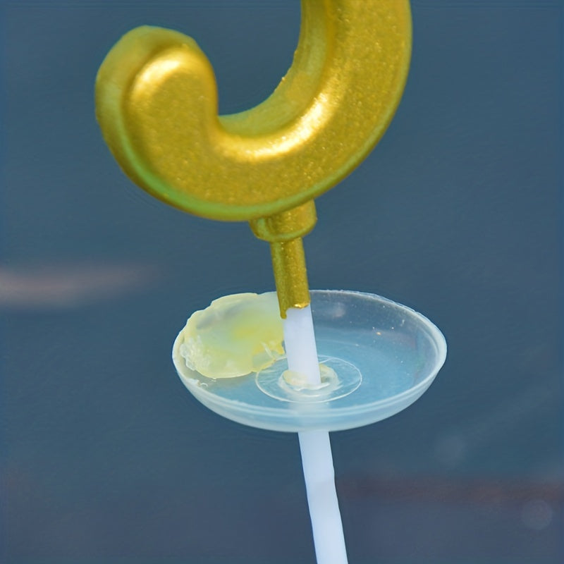 Golden Birthday Candles with Base for Cake Decoration - Party Supplies