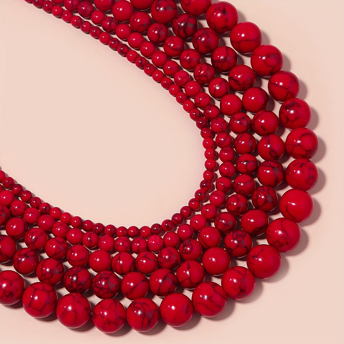 Red Howlite Turquoise Round Beads 4-10mm for Jewelry Making
