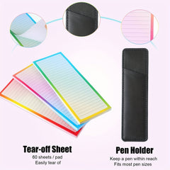 3pcs Magnetic Note Pads for Fridge with Pen Holder, 60 Sheets