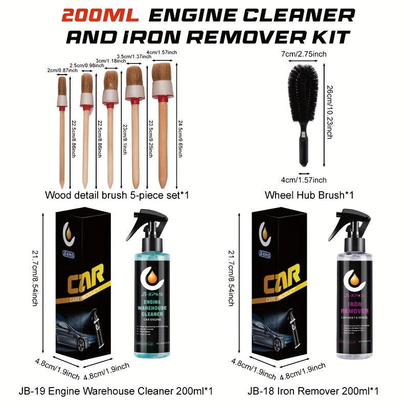 Car Engine Cleaner & Iron Remover Kit - Protect Paint & Wheels