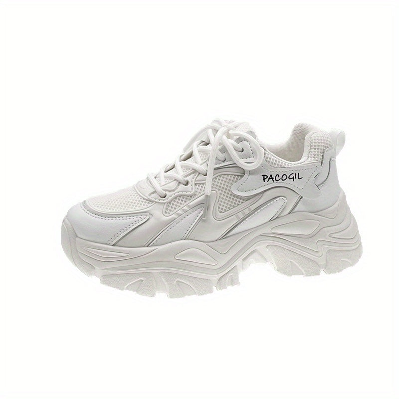 Women's Chunky Platform Sneakers Mesh Lace Up Sports Shoes