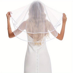 Short 2 Tier Sheer Tulle Wedding Veil Lightweight Accessory