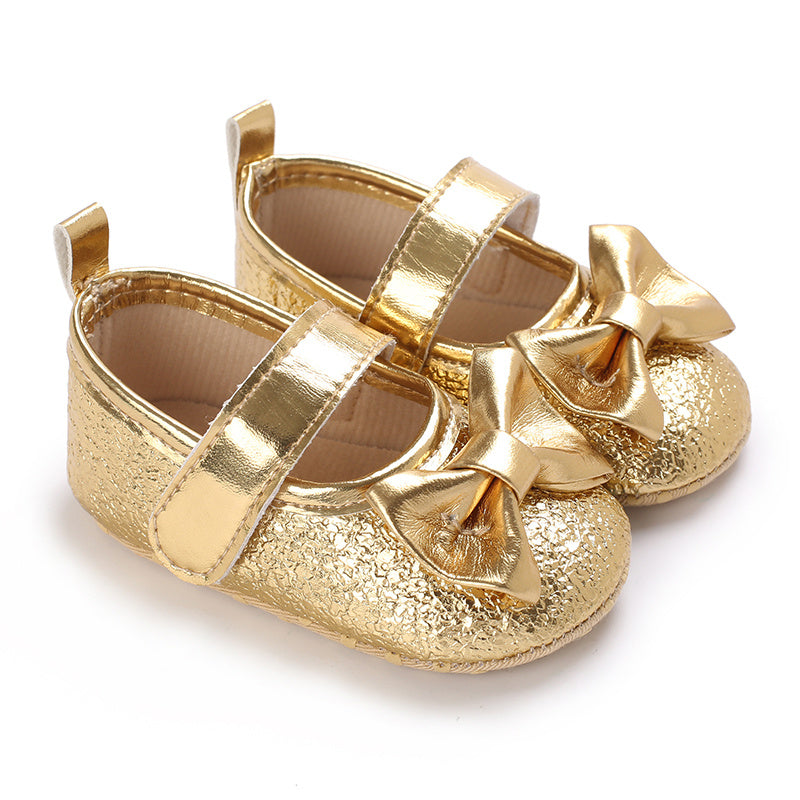 Baby Girls Bowknot Walking Shoes Non Slip Soft Flat Sole Shoes