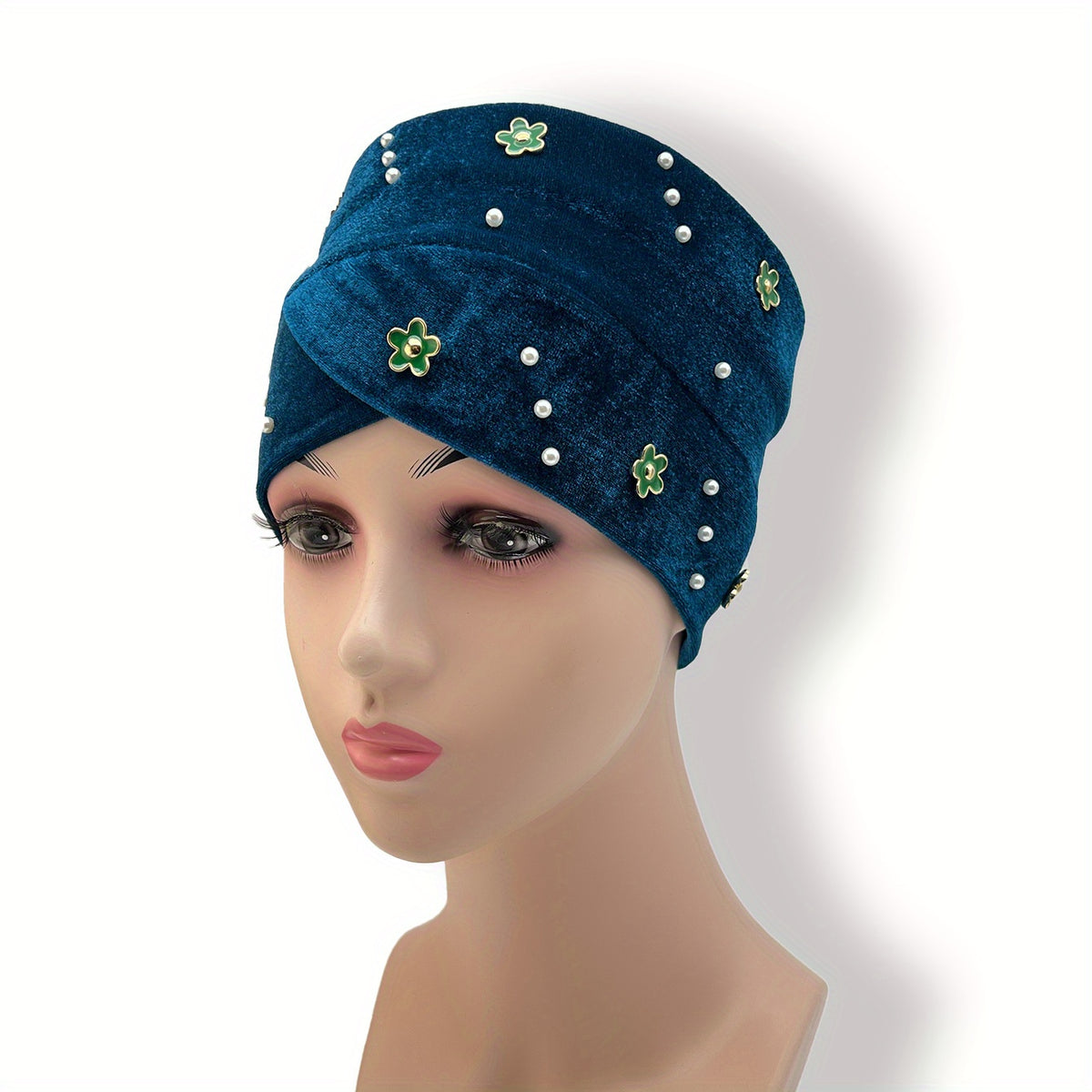Vintage Velvet Head Wrap Elastic Beanie Headscarf