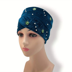 Vintage Velvet Head Wrap Elastic Beanie Headscarf