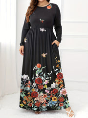 Women's Plus Butterfly Print Maxi Dress