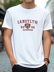 Letter Pattern Print Men's Comfy T-shirt Graphic Tee Men's Summer Outdoor Cloth