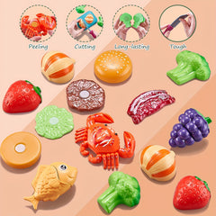 Colorful Plastic Fruit and Vegetable Slicer Toy Set for Kids
