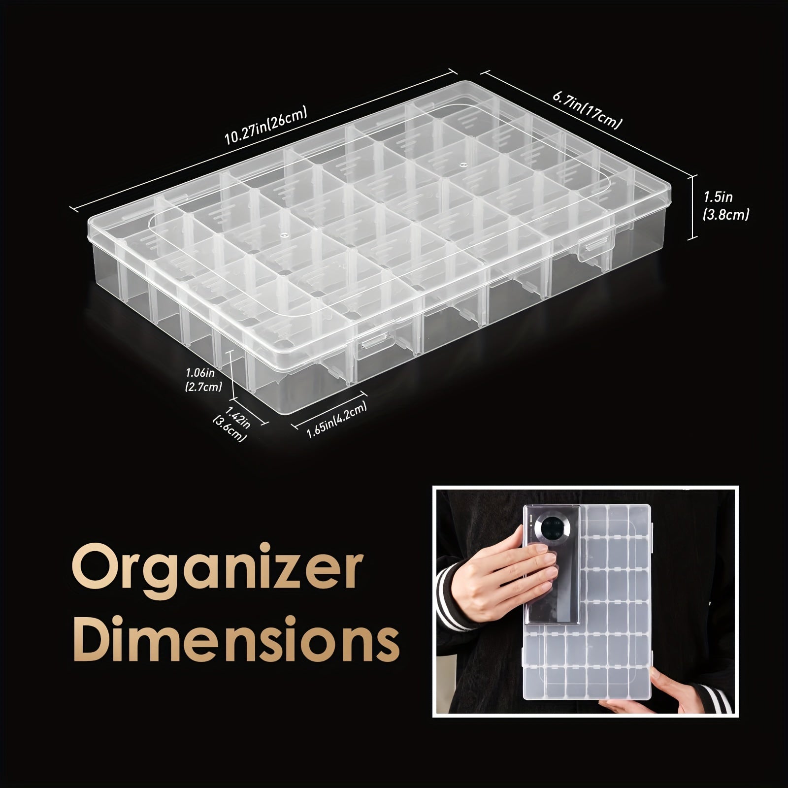 5pcs Clear Plastic Jewelry Storage Box With grids Portable Dustproof DIY Diamond