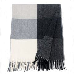 Geometric Plaid Tassel Scarf for Women Windproof Wrap