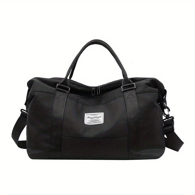 Letter Patch Solid Carry on Bag Portable Handle Zipper Travel Storage Handbag