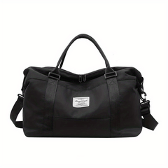 Letter Patch Solid Carry on Bag Portable Handle Zipper Travel Storage Handbag