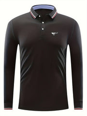 Wolf Print Men's Long Sleeve Lapel Sports Shirt Top
