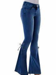  High Rise Lace Up Flared Leg Jeans