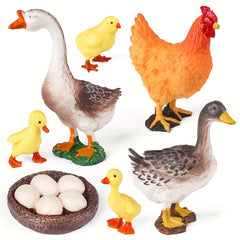 Farm Life Poultry Figurines Set - Chickens Ducks Geese Decor