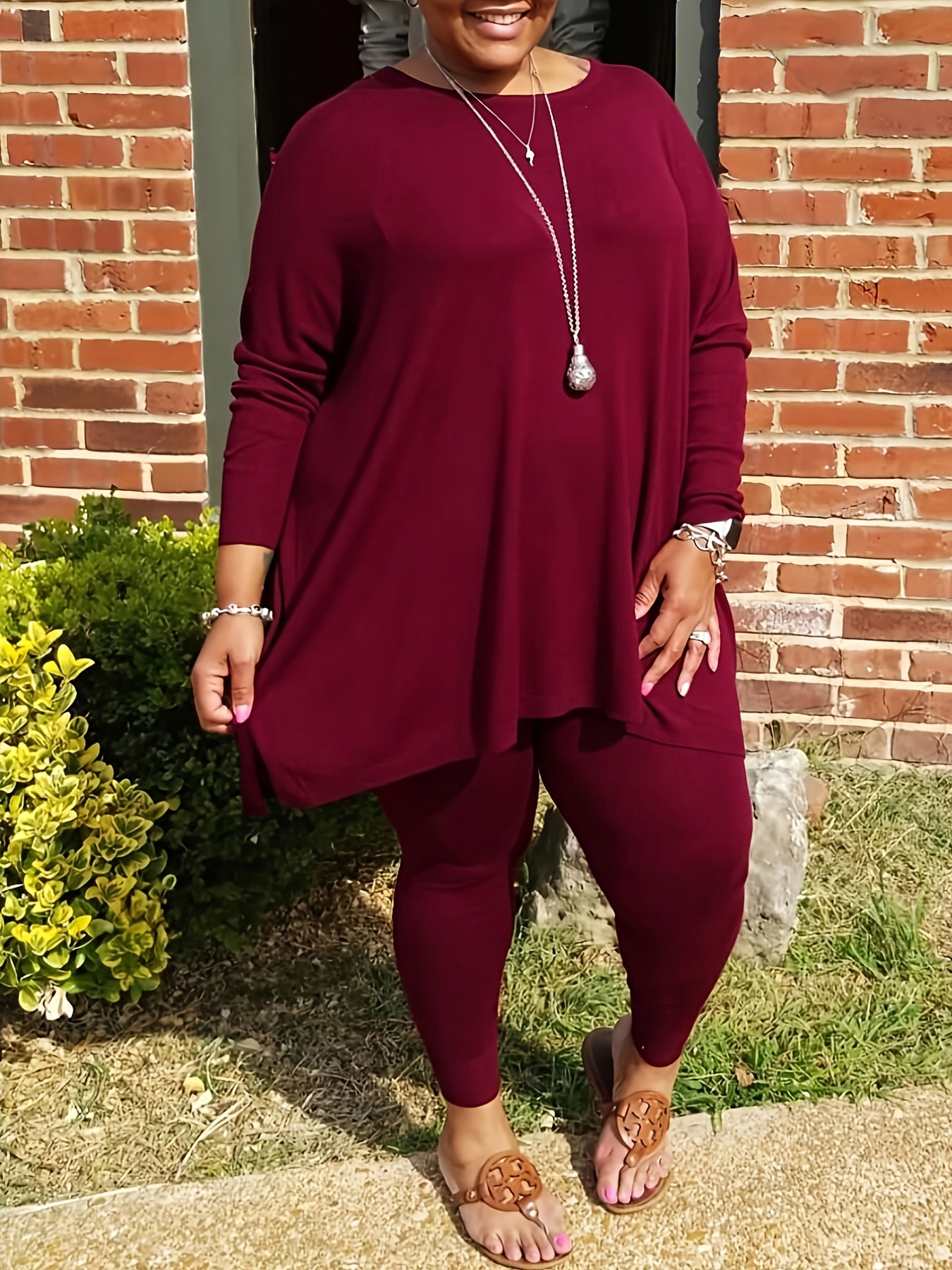  Solid Color Tee & Leggings 2 Piece Set