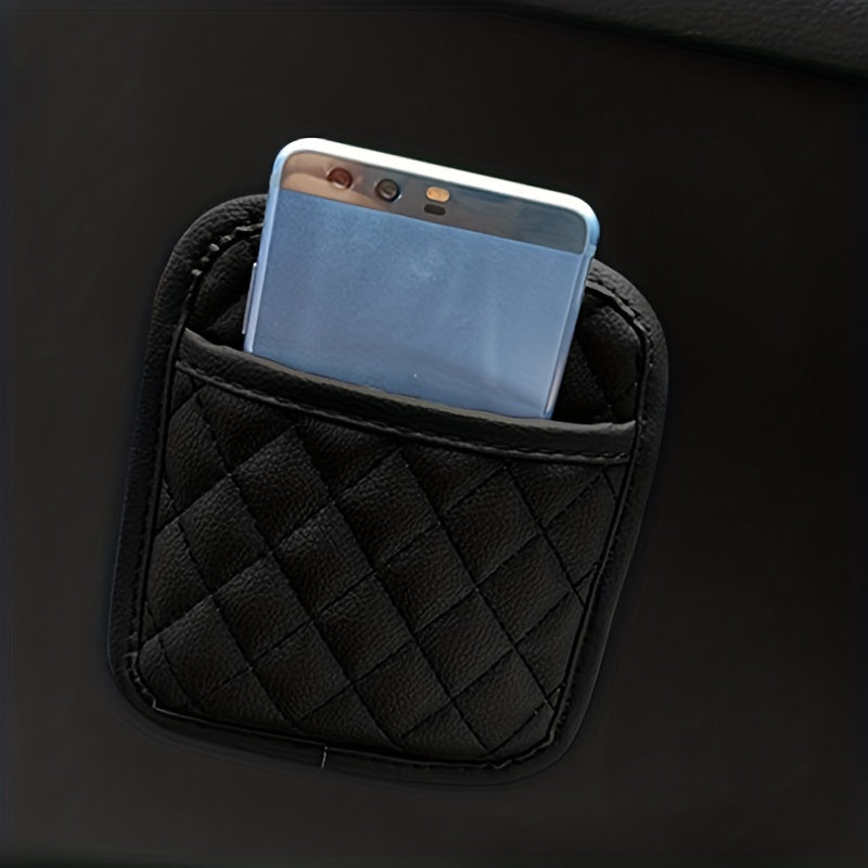 Car Storage Box Sticky Pouch PU Leather Car Storage Bag