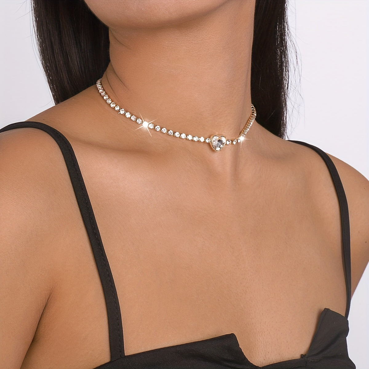 Glitter Rhinestone Love Necklace for Prom