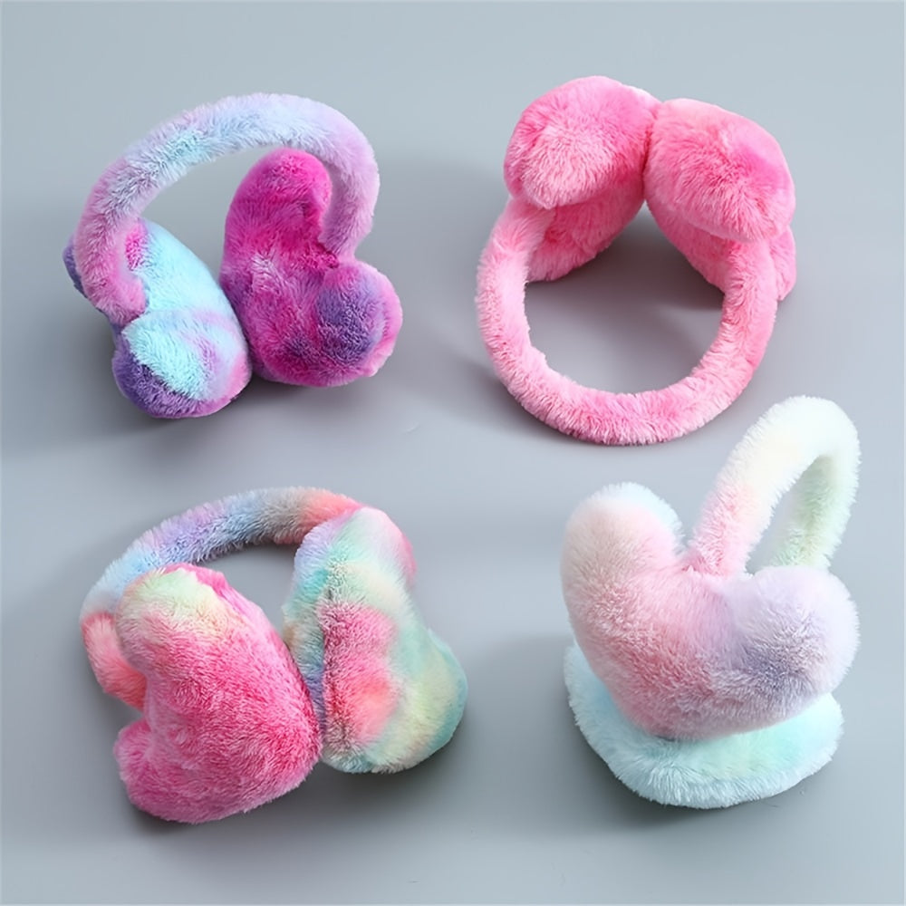 Women's Heart Shaped Plush Earmuffs - Winter Outdoor Use