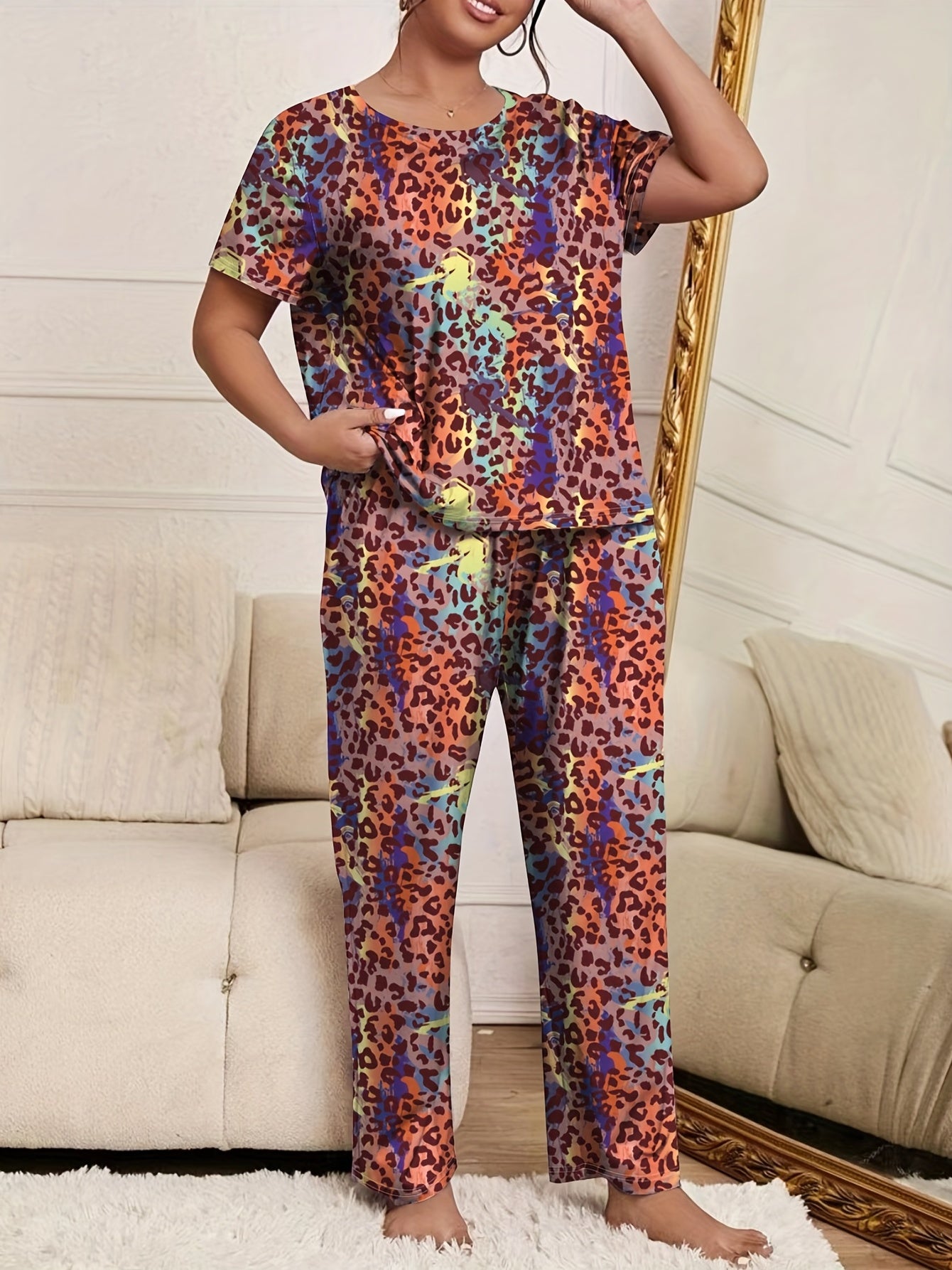  Ombre Leopard Print Pajama Set