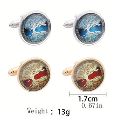 Tree Of Life Pattern Round Cufflinks Suit Decoration For Men