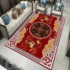 Floral Area Rug Crystal Velvet Non-Slip TPR Base Soft Polyester Fiber