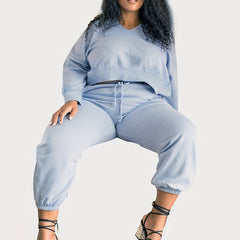  V Neck Pullover Top & Joggers Outfits Set
