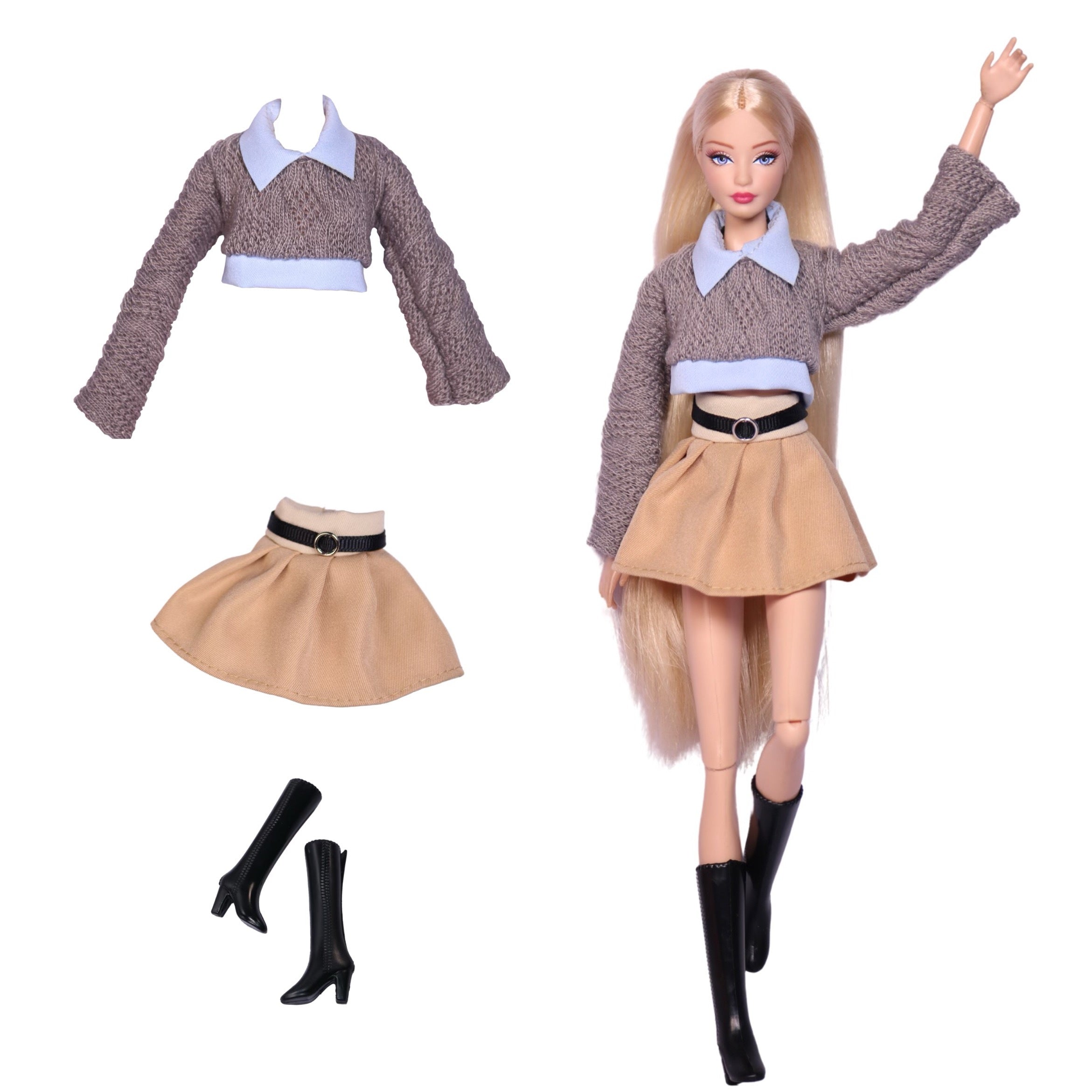 Doll Clothes Set with Party Skirt and Accessories