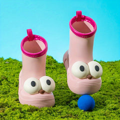 JIAGEYA Boy's Slip On Rain Boots Funny Pattern Waterproof Shoes For Kids