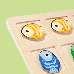 Educational Wooden Fish Puzzle Toy - Learn Directions and Colors