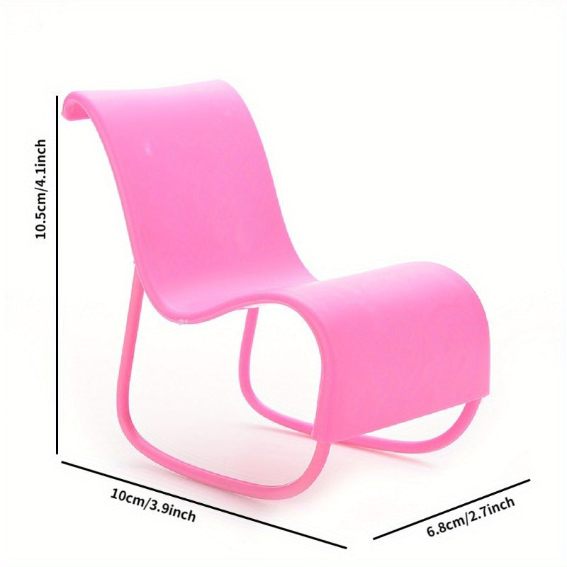 Modern Pink Doll Rocking Chair for Dollhouse Decor
