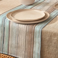 Farmhouse Linen Table Runner Rustic Barn Wood Ombre Kitchen Dining Decor