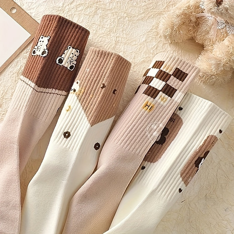 9 Pairs Cartoon Print Socks Women's Mid Tube Stockings