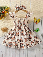 Toddler Girls' Butterfly Print Dress & Headband Set