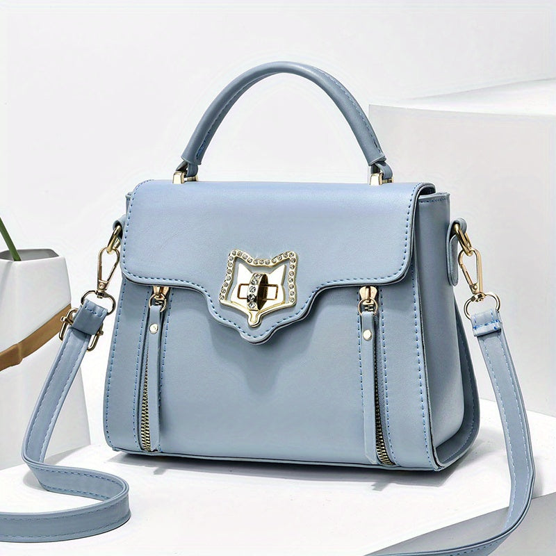 Square Handbag Turn Lock Flap Crossbody Bag
