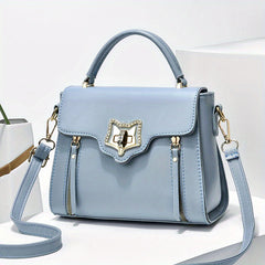 Square Handbag Turn Lock Flap Crossbody Bag