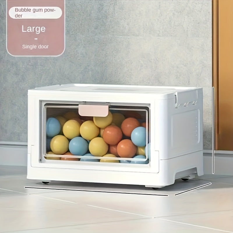 Large Capacity Clear Storage Bin With Wheels Foldable Luggage Box
