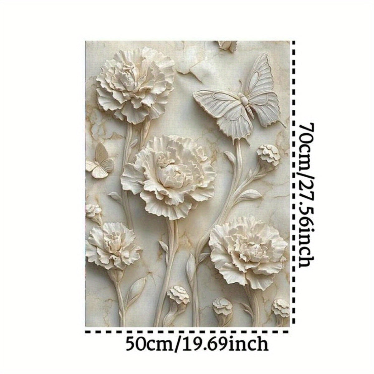 3D Relief Jigsaw Puzzle Carnations & Butterflies on Marble Grained Background