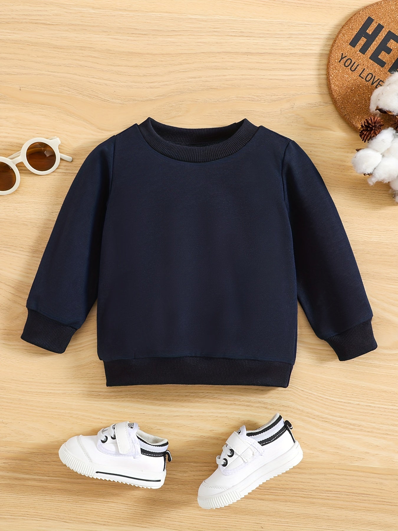 Baby Long Sleeve Pullover Top Solid Sweatshirt