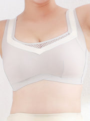 Fishnet Stitching Wireless Bra Comfy & Breathable Cut Out Intimates Bra