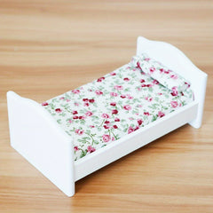 Charming Wooden Dollhouse Bed with Floral Pattern - Bunk Model for Kids