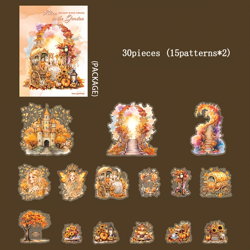 30pcs Alice Alien Figure Sticker Bag Diy Scrapbook Cup Stickers Waterproof