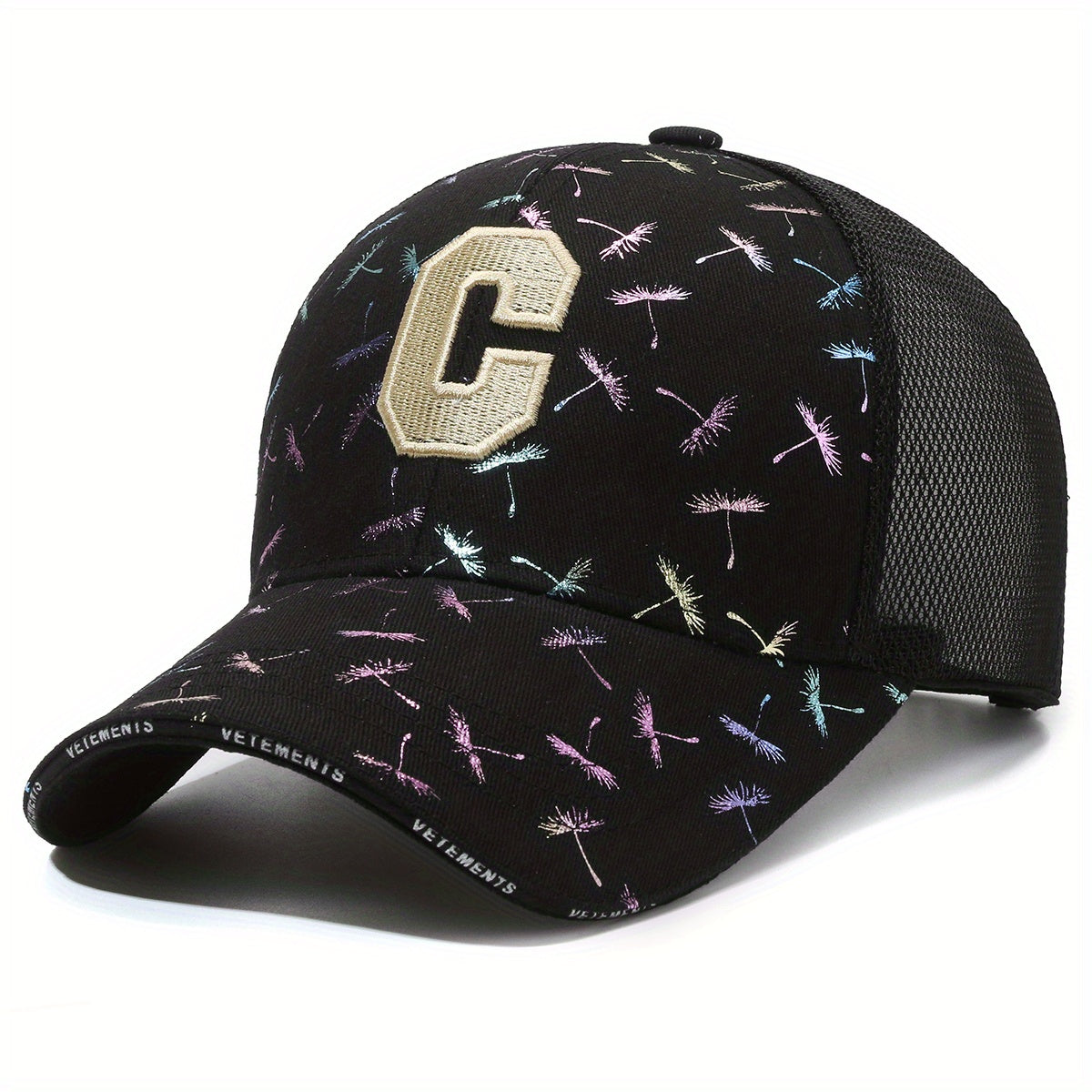 Embroidery Mesh Trucker Hat Dandelion Hot Stamping Hip Hop Couple Baseball Cap