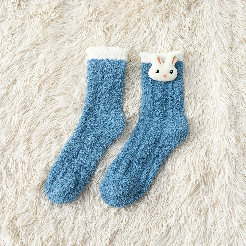 2 Pairs Fuzzy Dolls Decor Socks Women's Stockings