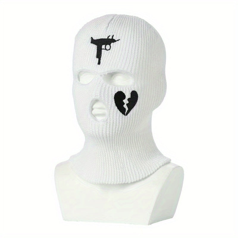 Embroidered Knitted Ski Mask Balaclava Hat