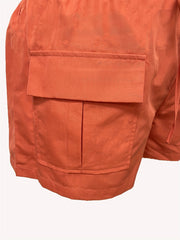  Solid Drawstring Shorts With Flap Pockets