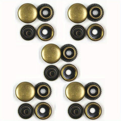 5 Pairs Brass Buckle Clothing Bags Metal Buttons Coat Buttons Shirt Studs