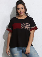  Colorblock Leopard Print Tee
